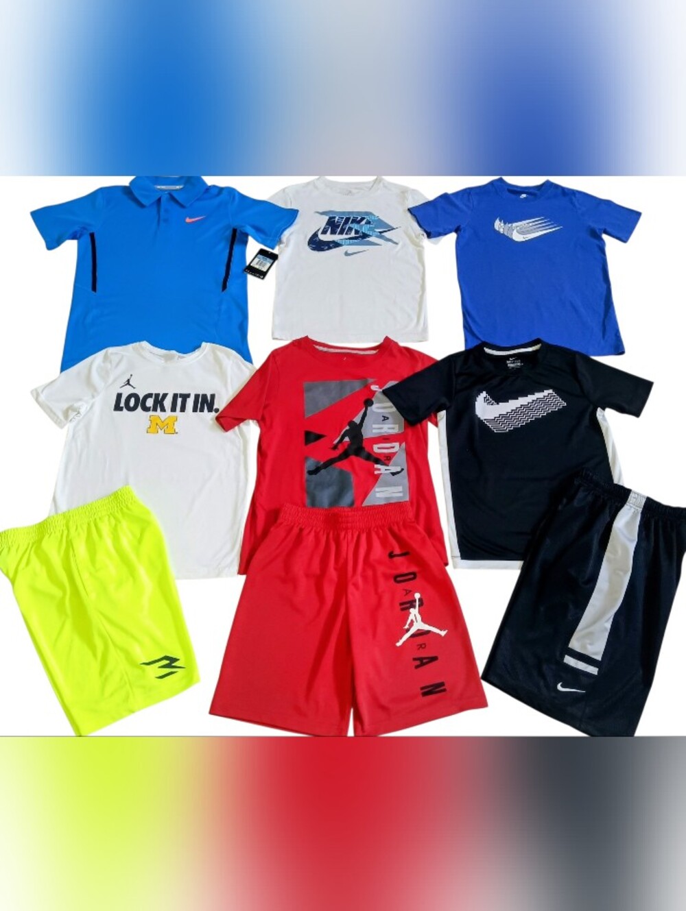 NIKE BOYS SIZE MEDIUM TOPS AND SHORTS CLOTHING BUNDLE NEW!